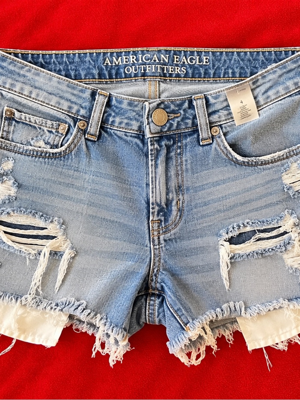American Eagle Outfitters Light Blue Distressed Denim Cutoff Shorts